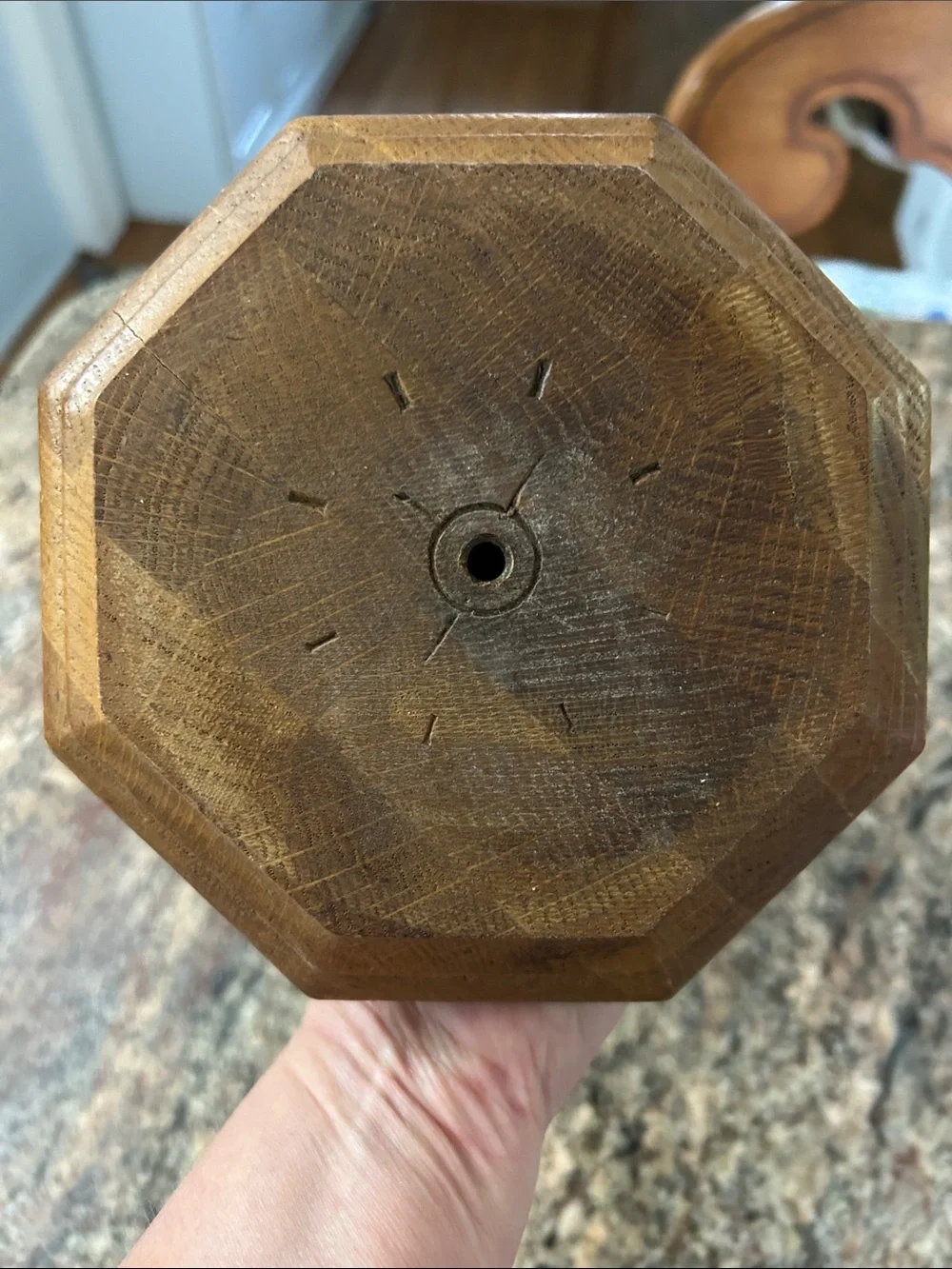 Carved Wooden Finial Accent - Warm Brown